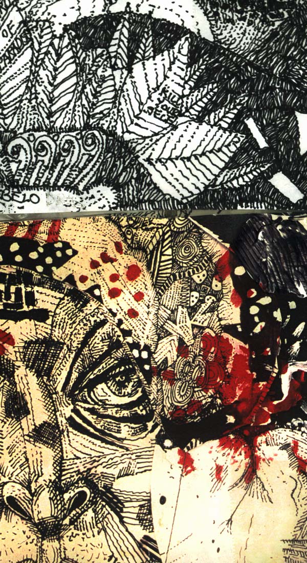 Ink and coloured-pencil drawing by Phillip Duncan